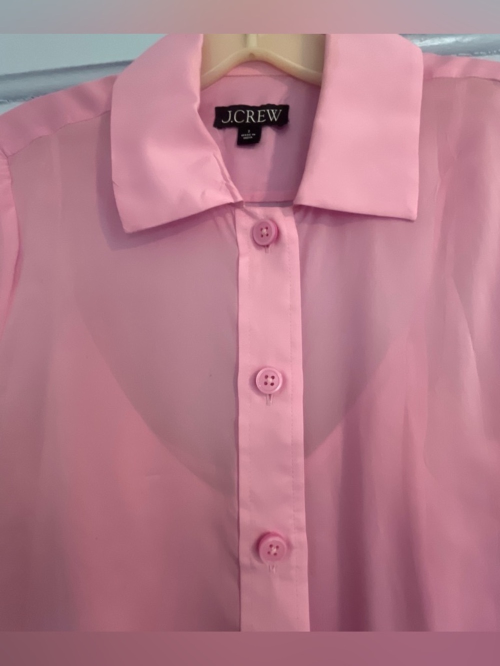 J. Crew Pink Short-Sleeve Button-Front Shirt - Picture 2 of 5